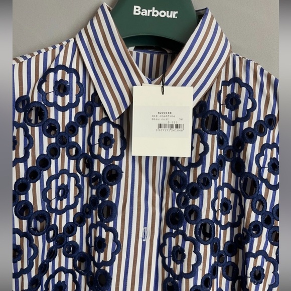 SANDRO Paris Josefine Pleated Evelet-lace midi Dress MSRP$515 - Picture 10 of 16